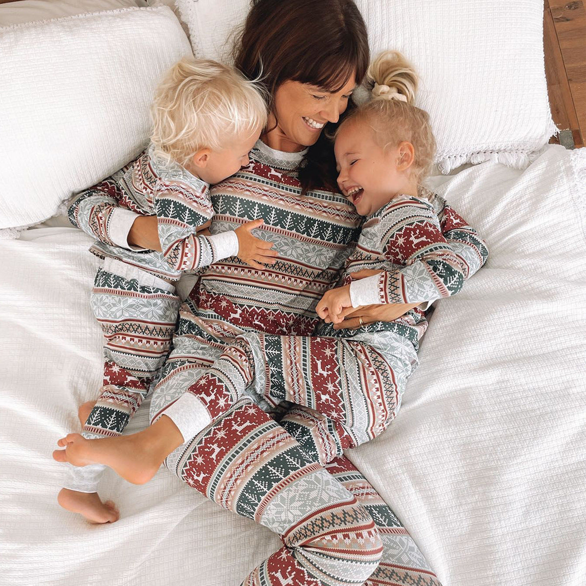 Red, Green and Gray Christmas Festive Family Set Pajamas