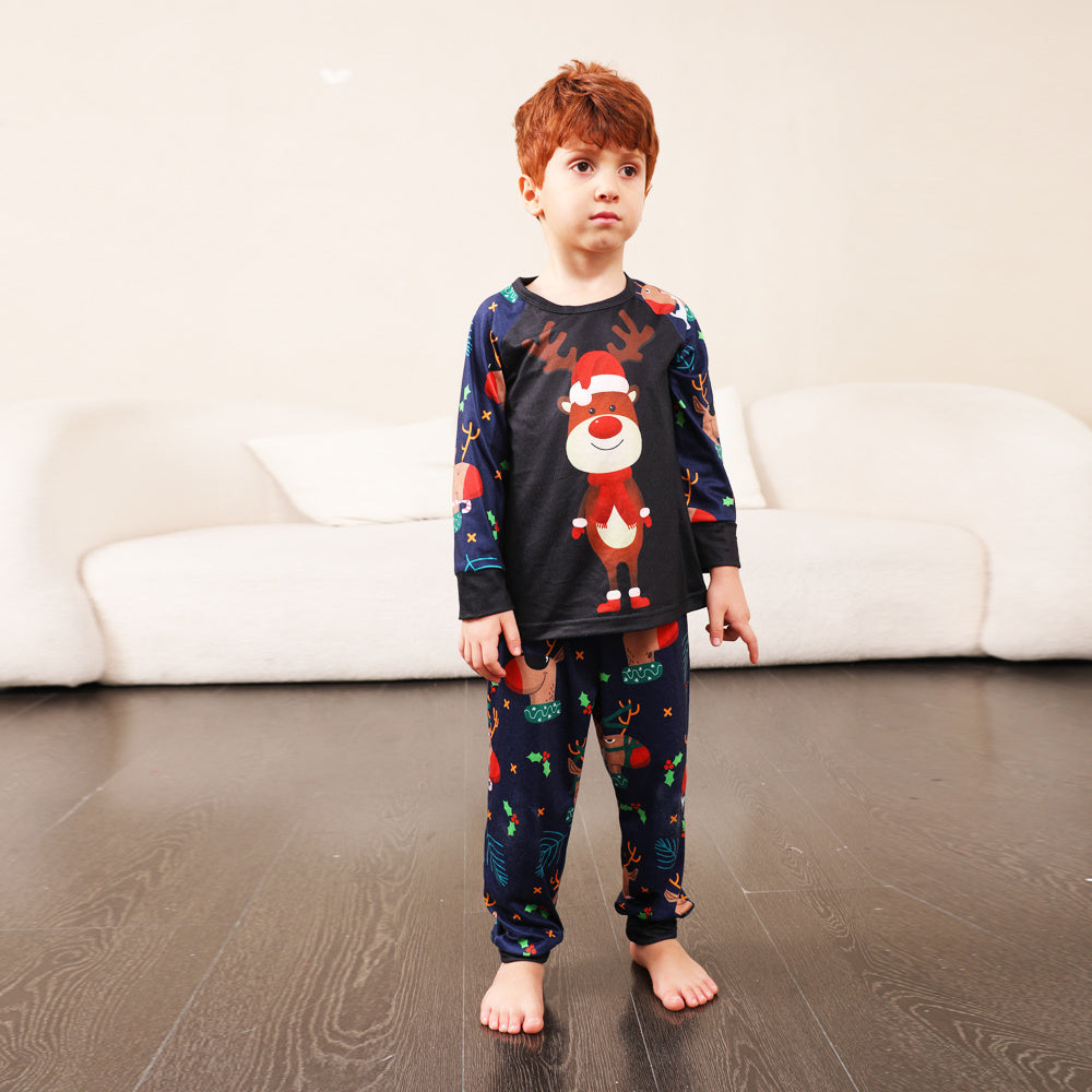 Funny Reindeer Blue Matching Pajamas