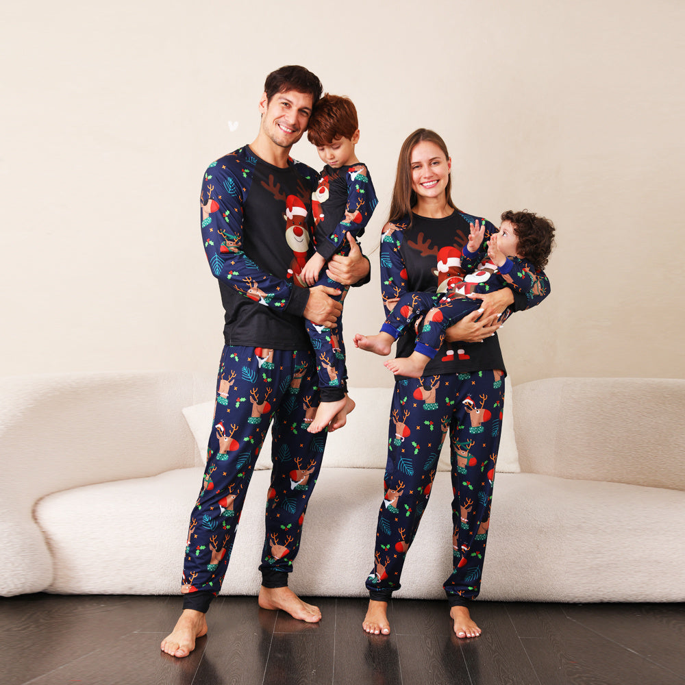 Funny Reindeer Blue Matching Pajamas