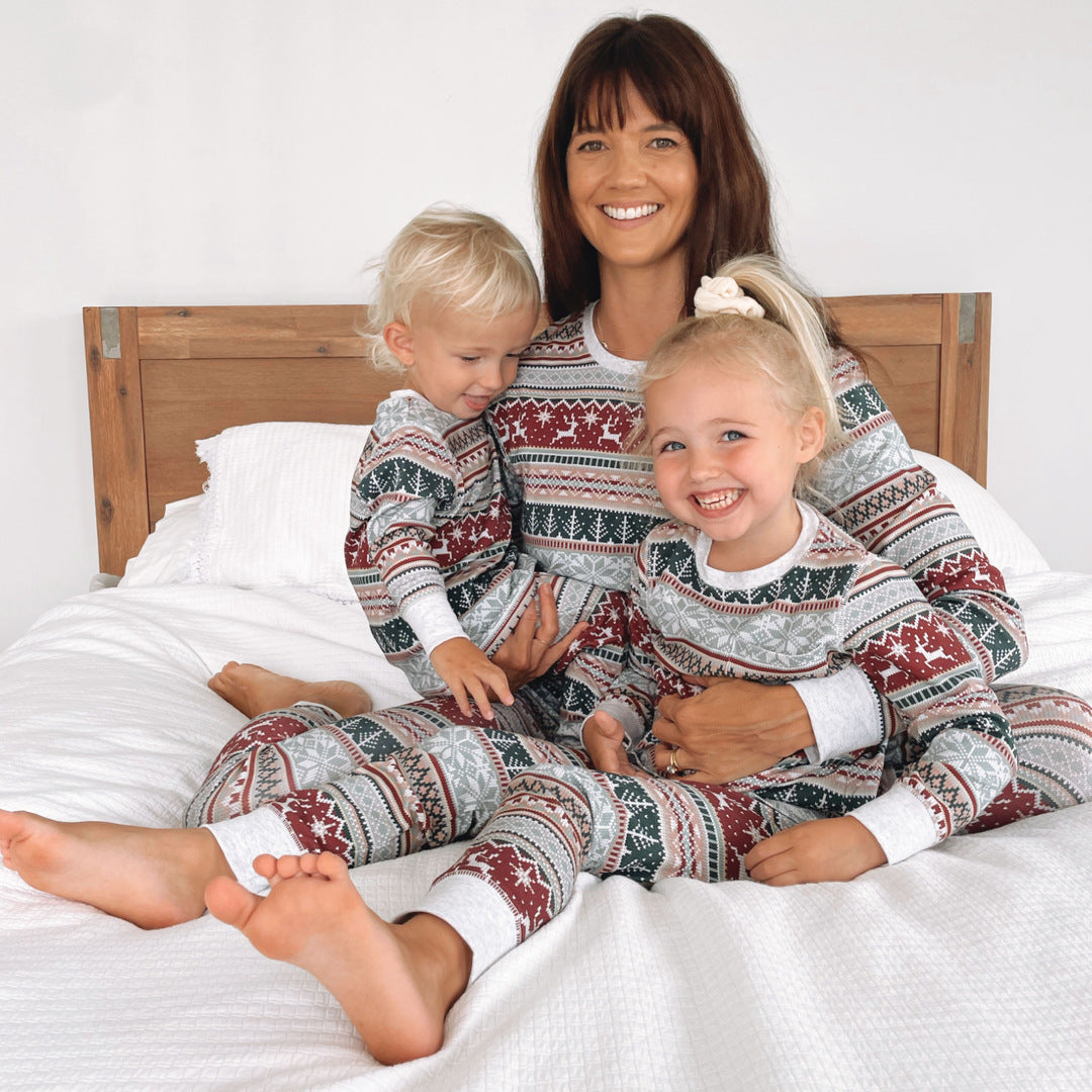 Red, Green and Gray Christmas Festive Family Set Pajamas