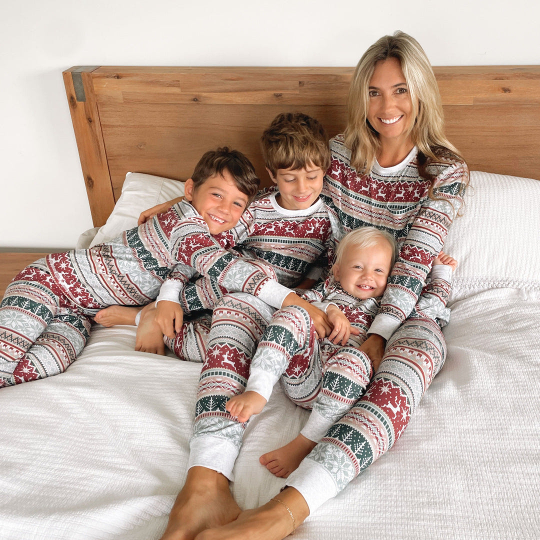 Red, Green and Gray Christmas Festive Family Set Pajamas