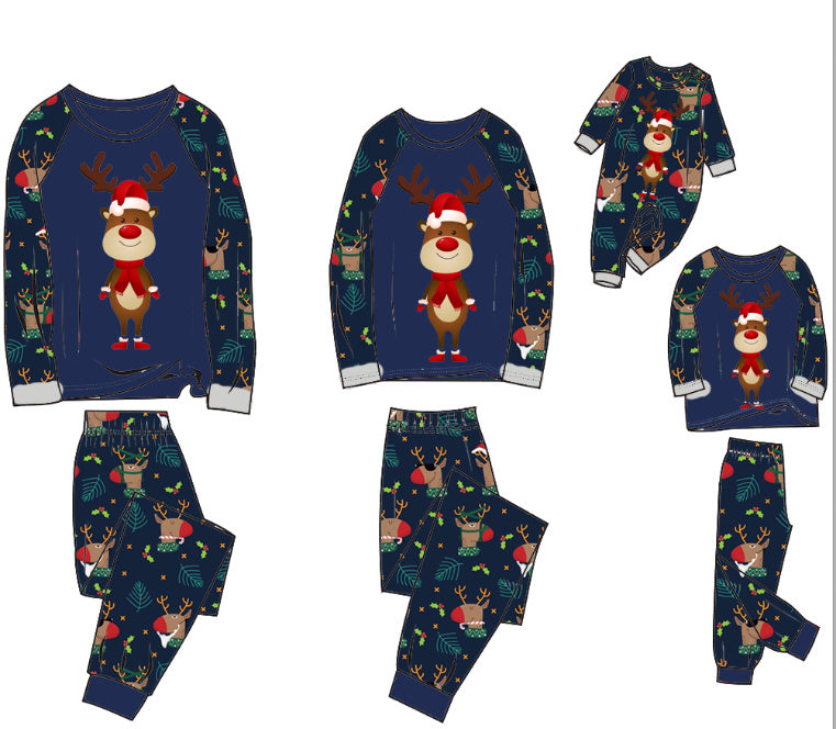 Funny Reindeer Blue Matching Pajamas