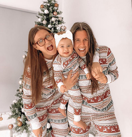 Red, Green and Gray Christmas Festive Family Set Pajamas