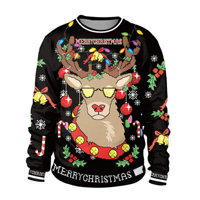 Ugly Christmas Sweater Funny Reindeer with Glasses