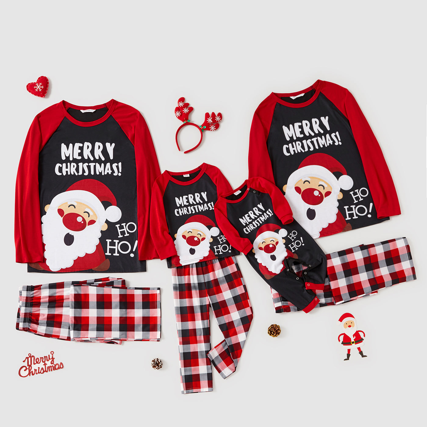 Family Suit Christmas With Big Santa Print