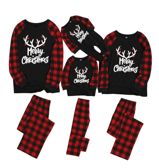 Checkered Red and Black Pants Family matching pajamas set