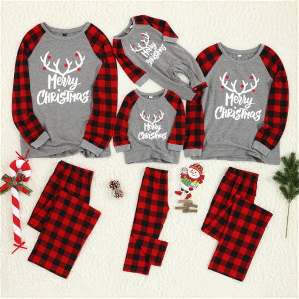 Checkered Red and Black Pants Family matching pajamas set