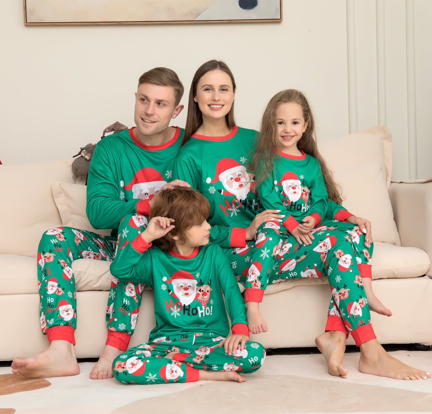 Family Matching Christmas Pajamas Sets with Santa Claus Printed Top