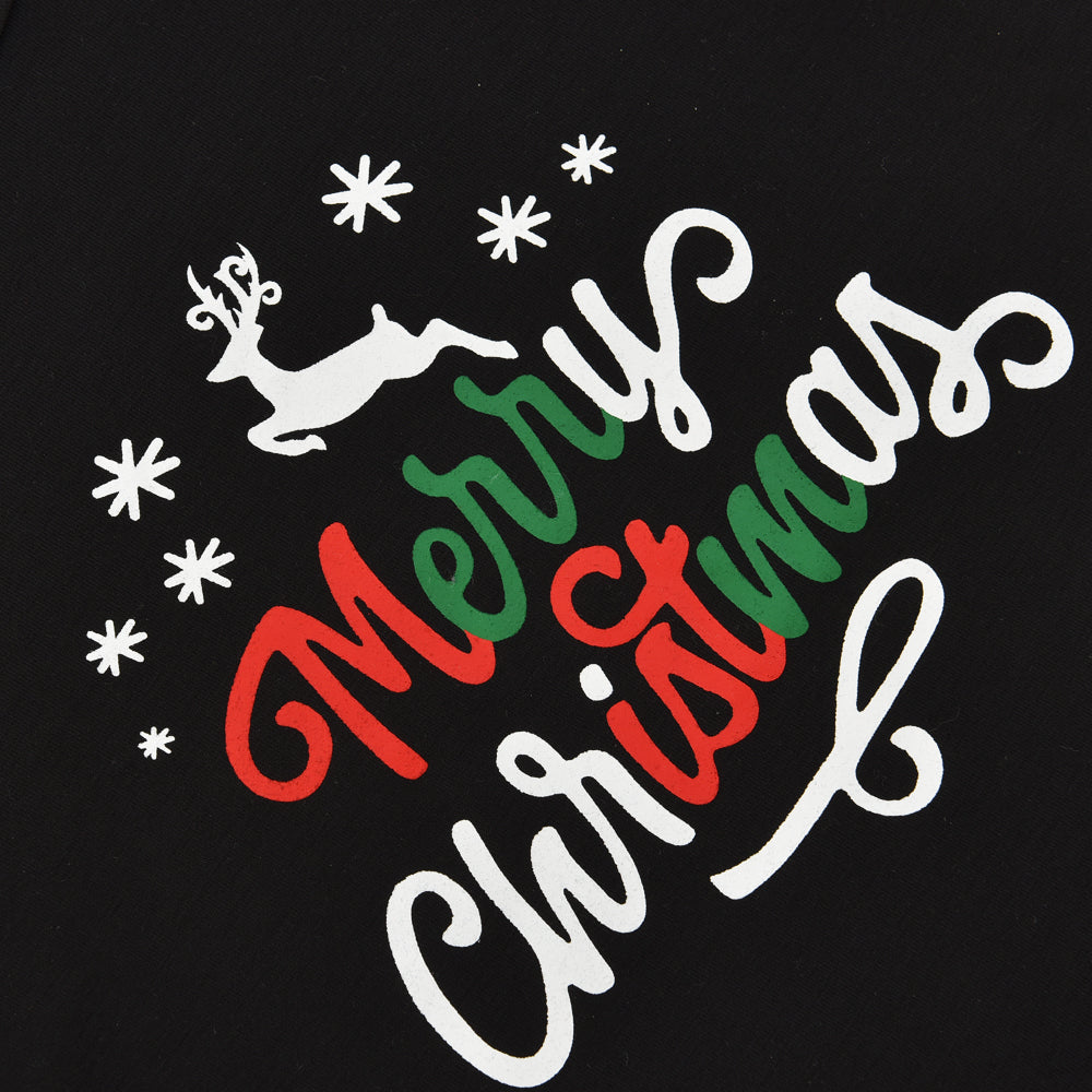 Black Short-sleeved with White Pants Family Christmas Pajamas